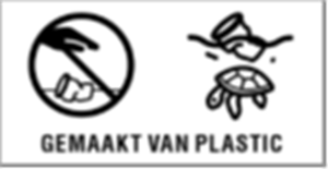 Logo over plastic bekertjes. Gooi wegwerpbekertjes in de prullenbak, niet op straat.